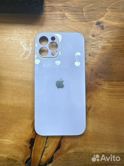 Чехол на iPhone 12 pro max стеклянный фиолетовый