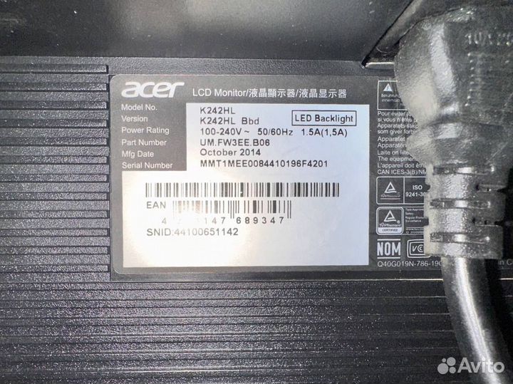 Монитор acer K242HL