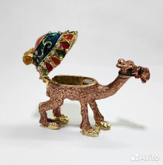 Шкатулка Верблюд металл глазурь стразы (крышка на