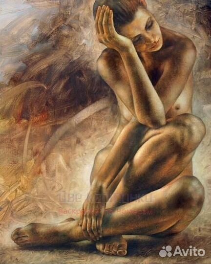 Картина по номерам 40x50 Задумчивая обнаженная дев