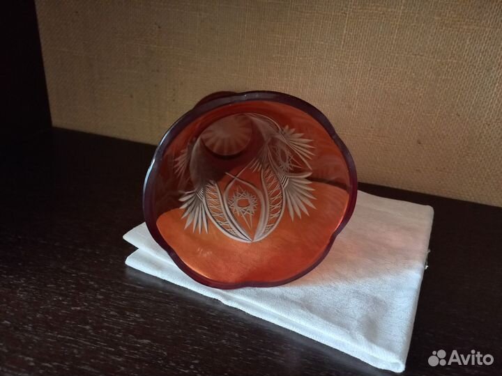 Ваза Цветное Красное Рубиновое стекло