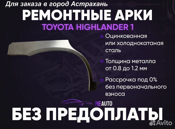 Ремонтные арки на Toyota highlander 1