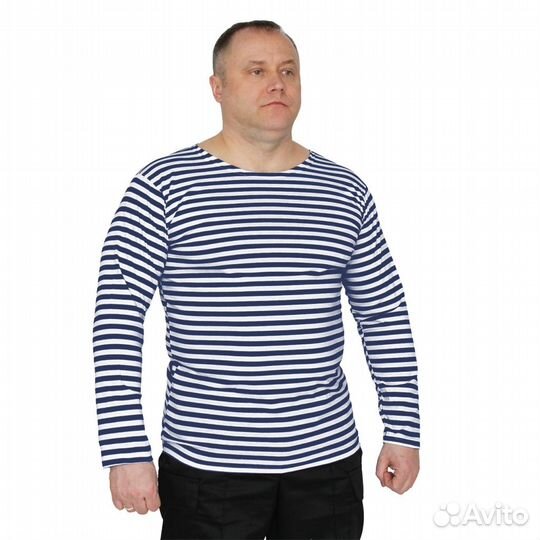 12294 Тельняшка кулирка, хлопок, голубая