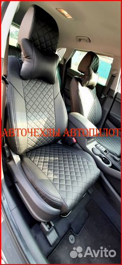 Чехлы Автопилот Chery Tiggo из экокожи чёрные Ромб