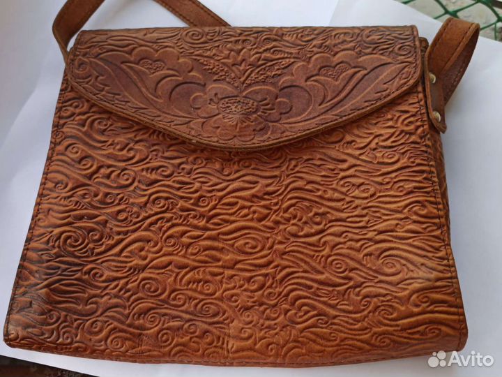 Женская сумка кожа тиснение винтаж