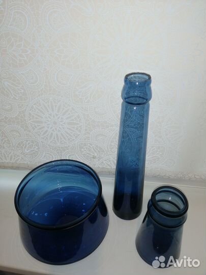 Ваза синее стекло