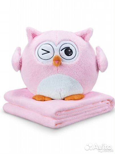 Сова с пледом 3 в 1 Розовая