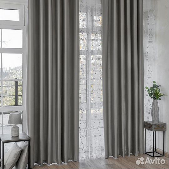 Комплект Шторы и Тюль Адора Хром+Мона