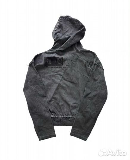 Худи no E mosen cropped grey distress hoodie