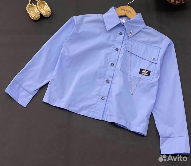 Школьная рубашка укороченная, 2 цвета, 134-158