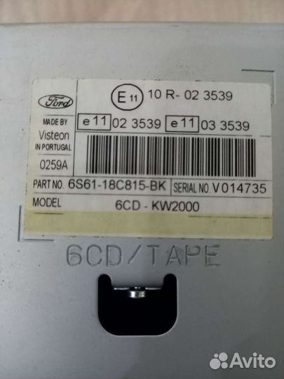 Штатная магнитола Ford Fiesta/Fusion