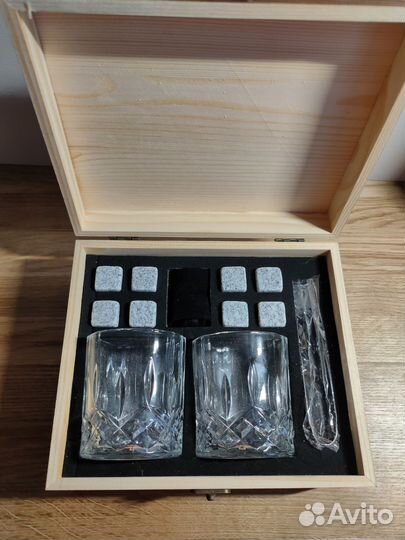 Набор для напитков стекло бокс из дерева