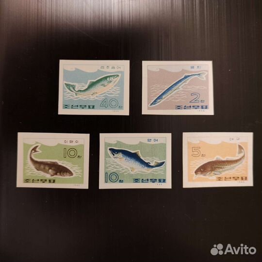 Марки Северной Кореи Промысловые рыбы