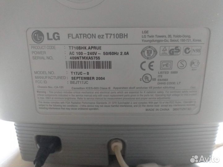 ЭЛТ монитор LG Flatron ez T710BH