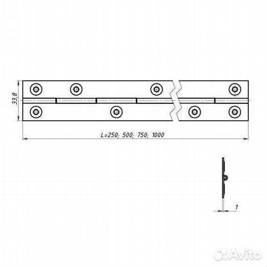 Петля рояльная L-750 мм. цинк