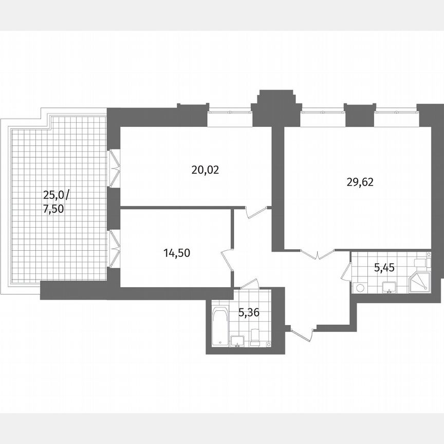 2-к. квартира, 96,2 м², 12/13 эт.