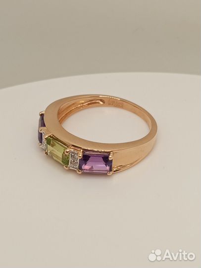 Золотой набор, серьги, кольцо 585
