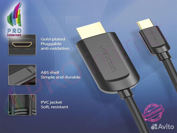 Кабель type-C на hdmi 4K опт/розница