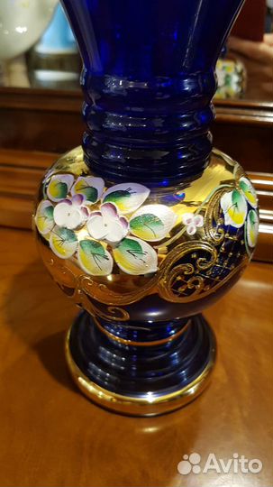 Ваза для цветов Богемия Кобальт Чехия