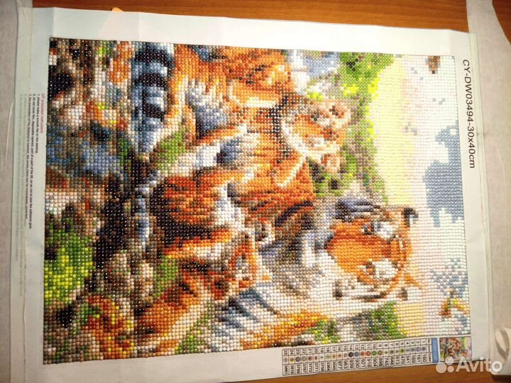 Алмазная мозайка. Тигры картина готова