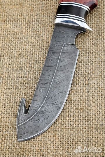 Нож охотничий Шкуросъемный дамаск черный граб