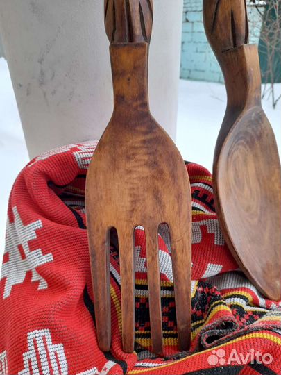 Вилка и ложка из дерева/декор/66 см