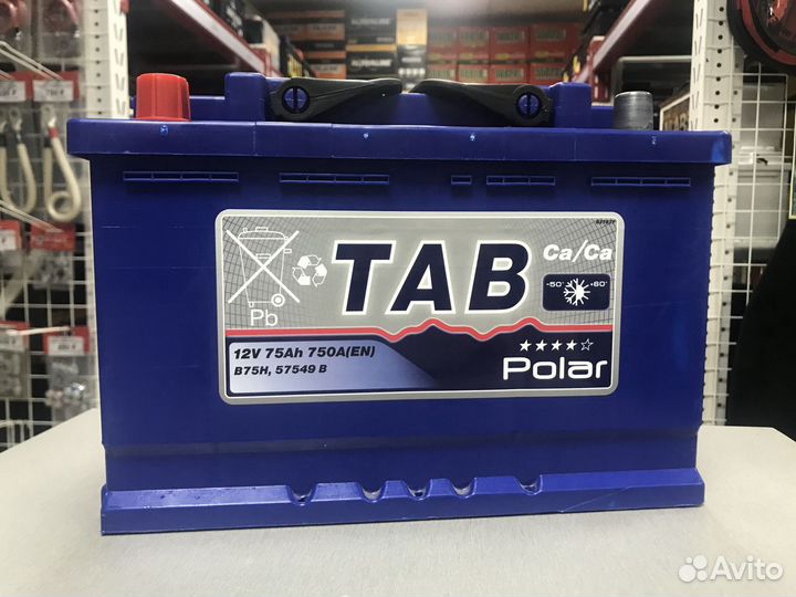 Tab Polar (Таб) 75Ah 750A обслужываемый прямой