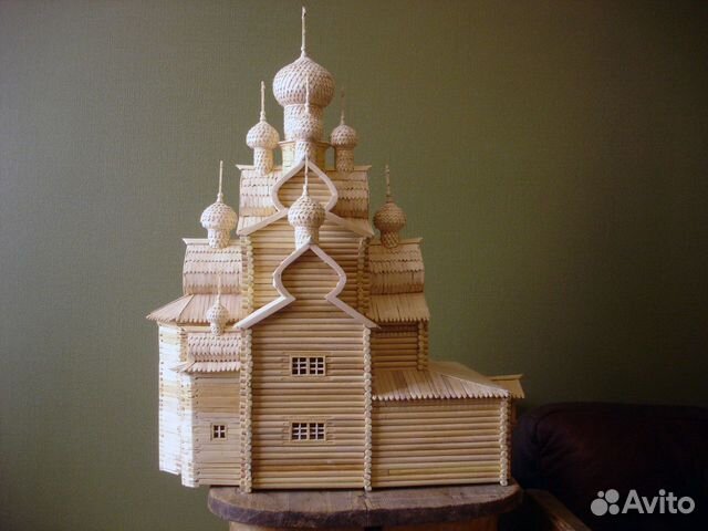 Макет Троицкой деревянной церкви ручной работы