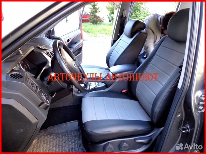 Чехлы Автопилот Ssangyong Kyron из экокожи чёр-сер