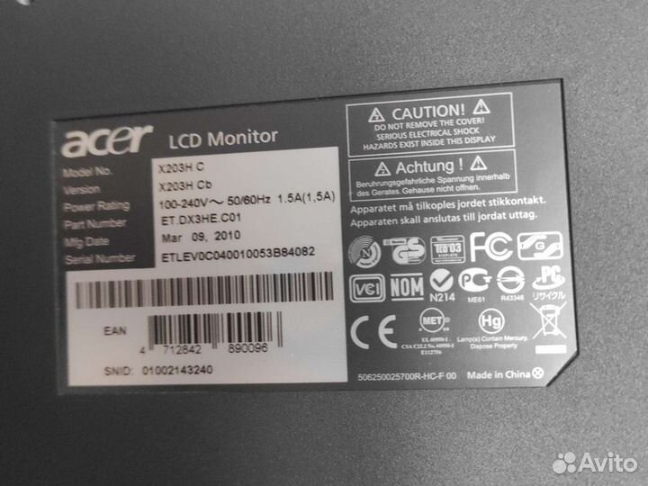 Монитор Acer x203h