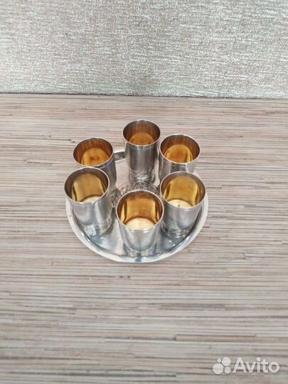 Поднос с рюмками мельхиор СССР