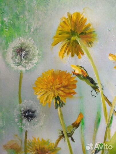 Картина маслом Цветы Одуванчики