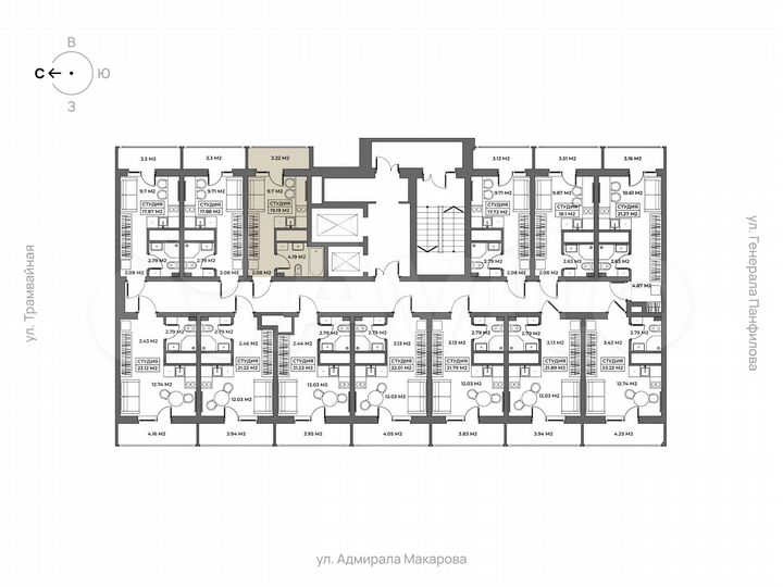 Апартаменты-студия, 19,2 м², 7/19 эт.