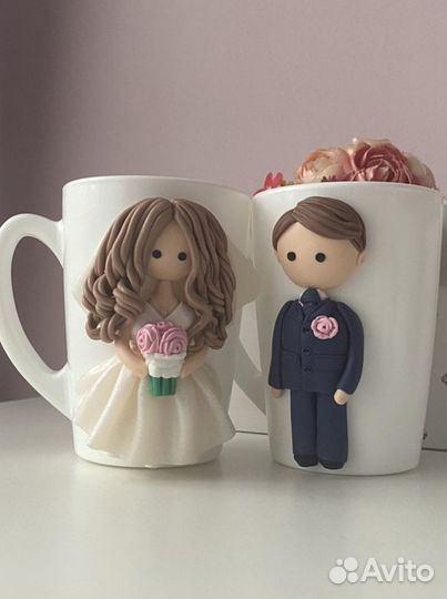 Кружка с декором из полимерной глины