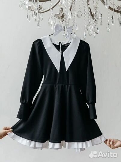 Платье черное школьное с воротником