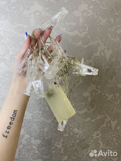 Гирлянда с прищепками на батарейках 2,5 м