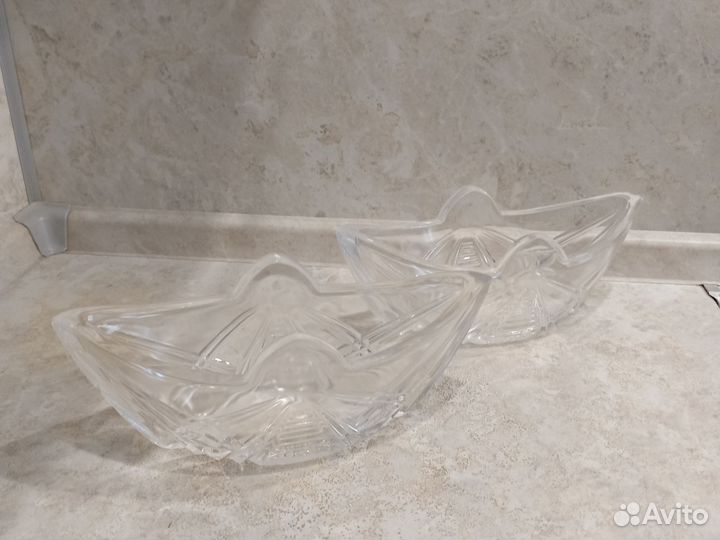 Хрустальная ваза лодочка