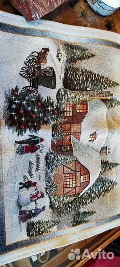 Салфетки гобеленовые новогодние 2 шт новые