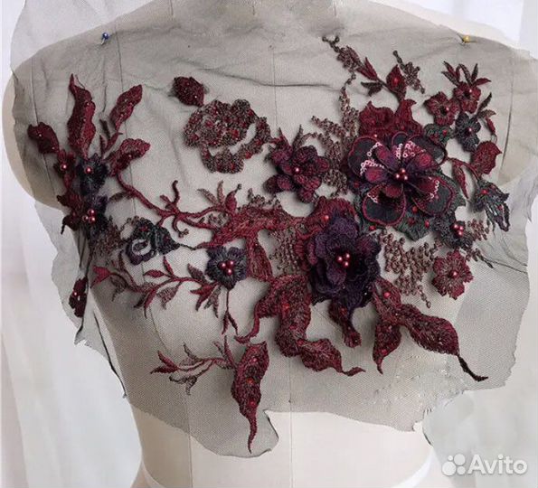 Нашивка для одежды 3D цветы вышивка гладью