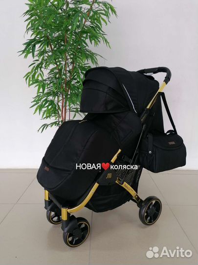 Новая коляска Babalo 2022 (Black/на золотой раме)