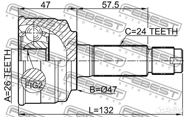 Febest 0110-075 ШРУС наружный