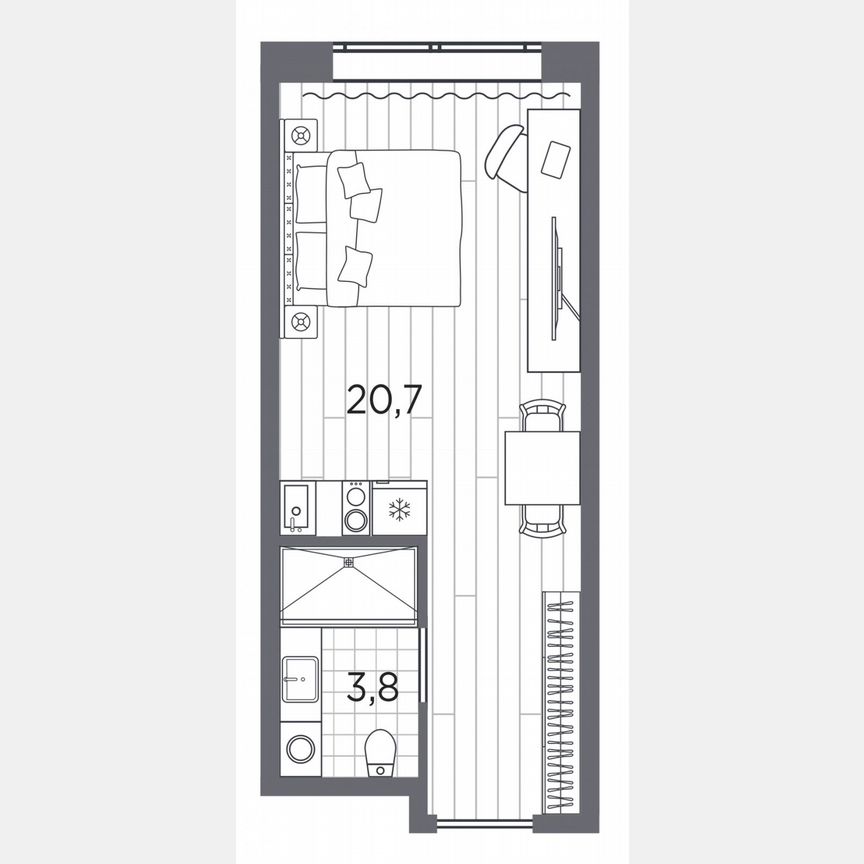 Апартаменты-студия, 24,5 м², 5/13 эт.