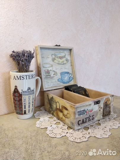 Шкатулка для чайных пакетиков (ручная работа)