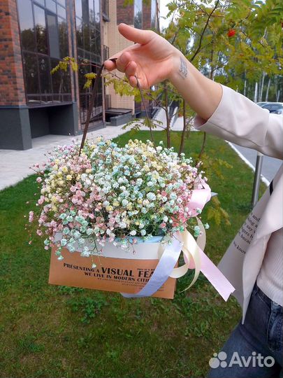 Композиция из радужной гипсофилы