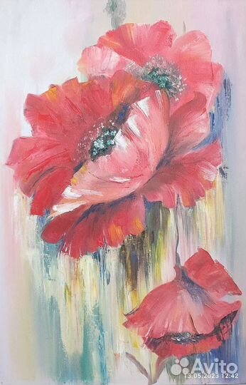 Картина интерьерная Маки маслом