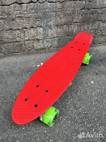 Пенни борд Fish Led красный