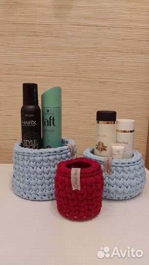 Вязаные корзинки ручной работы