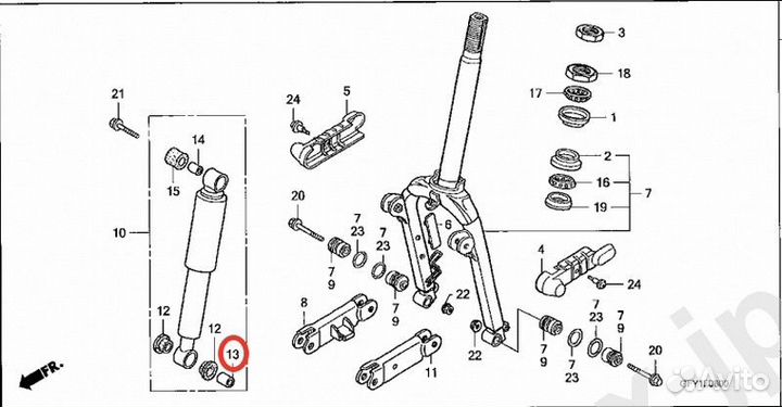 Втулка переднего амортизатора Honda Gyro X