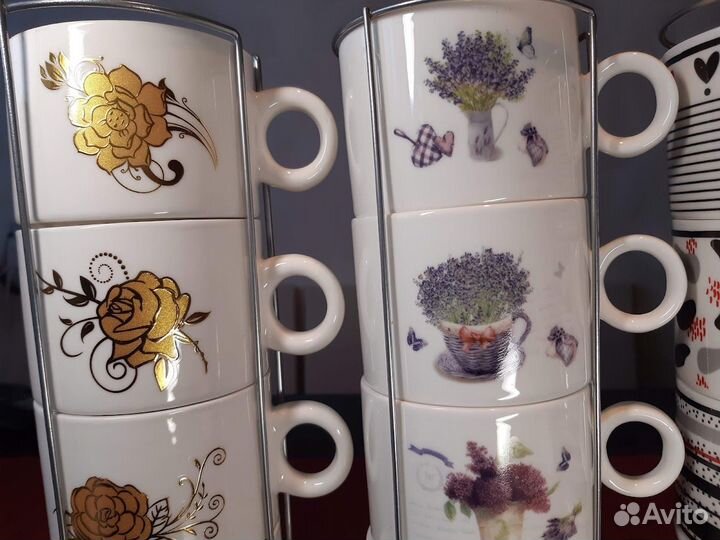 Наборы чашечек на металлич. подставках (3 набора)