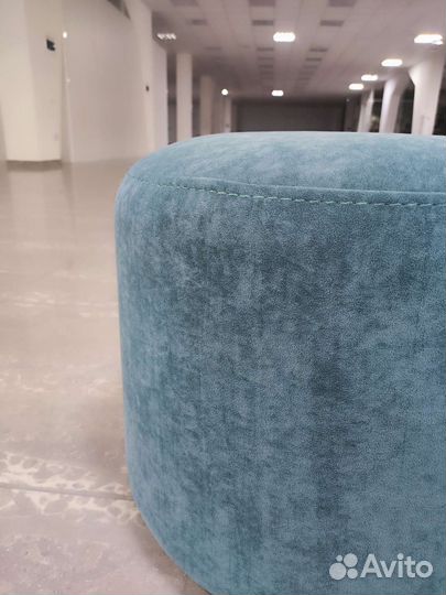 Пуф круглый, голубой
